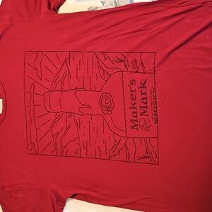 Makers Mark Whiskey Deep Red T-Shirt, Mens Large